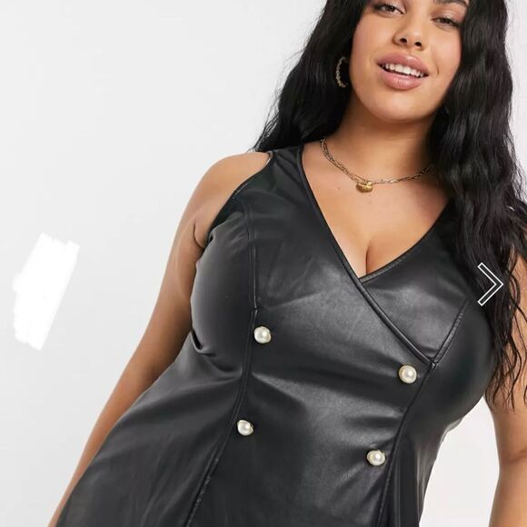 Sleeveless Faux Leather Dress by Simply Be ASOS - Picture 3 of 7